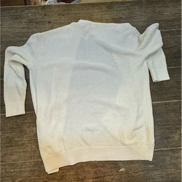 CLUB MONACO WOMEN'S Essential Summer Cardigan WHITE Size Large Longline Open - Image 3
