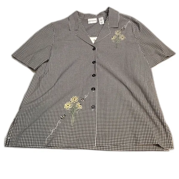 Vintage Alfred Dunner Gingham Embroidered Floral Bee Jacket Size 18 - Image 6