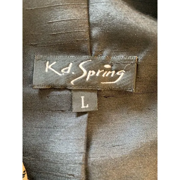 K D Spring‎ Art to Wear Jacket Womens Large Embellished Mixed Media Pockets Vtg - Image 4