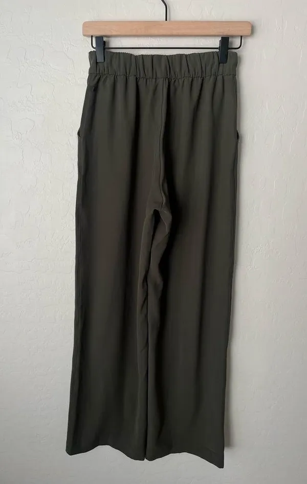 Lululemon noir wide leg belted pants Olive green 4 - Image 6
