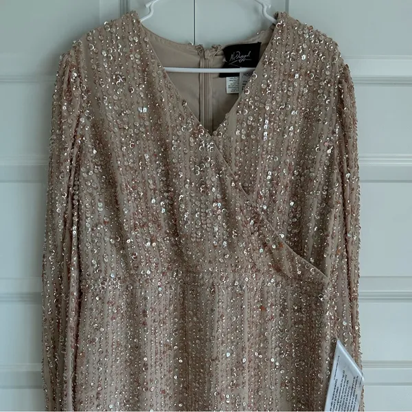 Mac Duggal Sequin Long‎ Puff Sleeve Cocktail Midi - Image 5