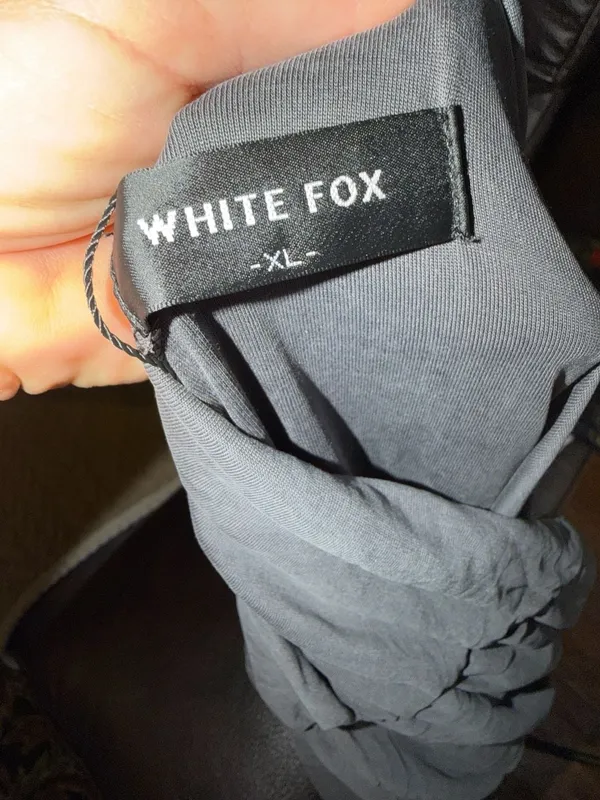 White Fox Charcoal Gray Strapless Ruched Maxi Dress Size XL - Image 3