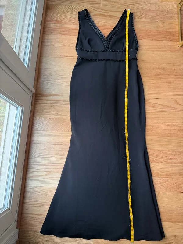 Badgley Mischka Pleated Trim Black Formal Gown Size 12 $750 - Image 10