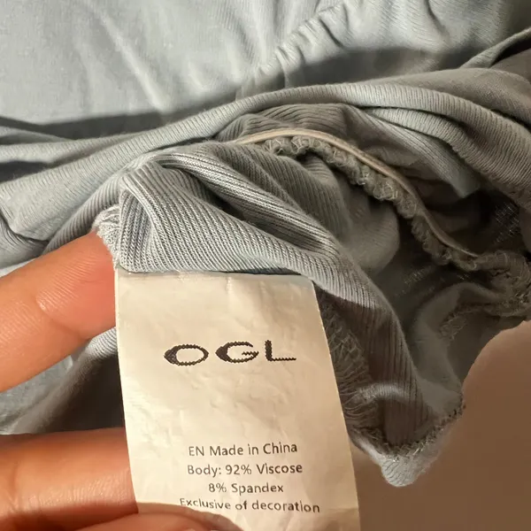 OGL Crop Top Women's Small Blue Ruched Soft Minimalist Chic - Image 4
