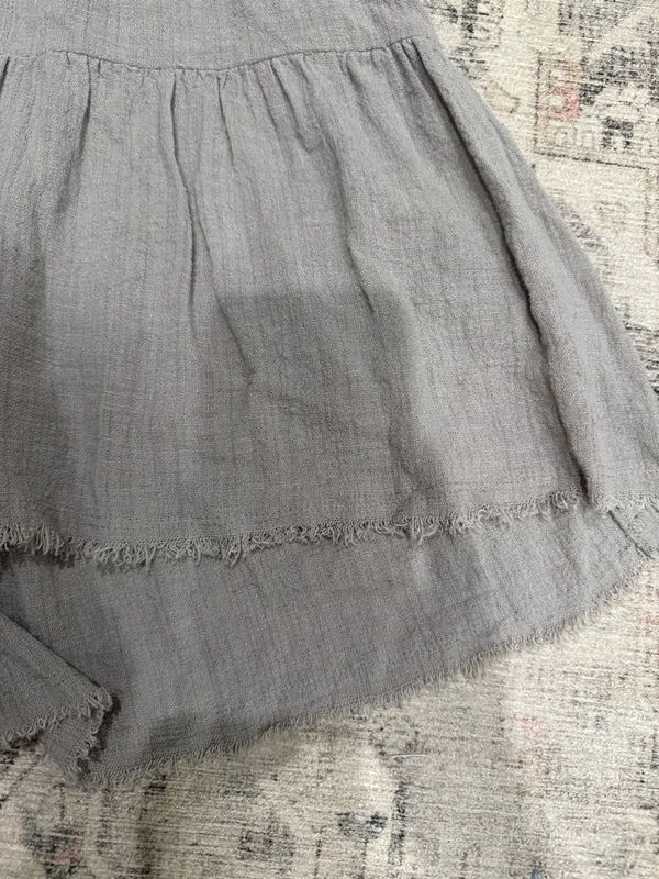 Mystree Soft Light Gray Gauze Tiered Blouse - Image 3