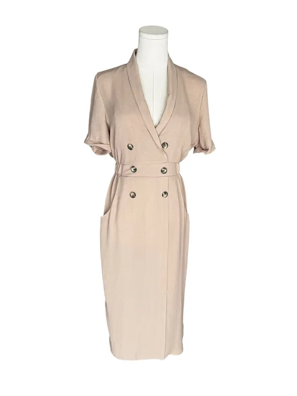 ASOS Design - NWT Tuxedo Midi Dress Camel Double Breasted Sz 0 - Image 3