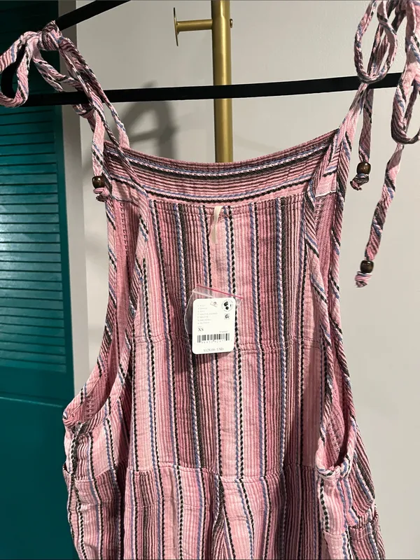 Free People Freya Stripe Overalls. NWT. Mauve combo - Image 12