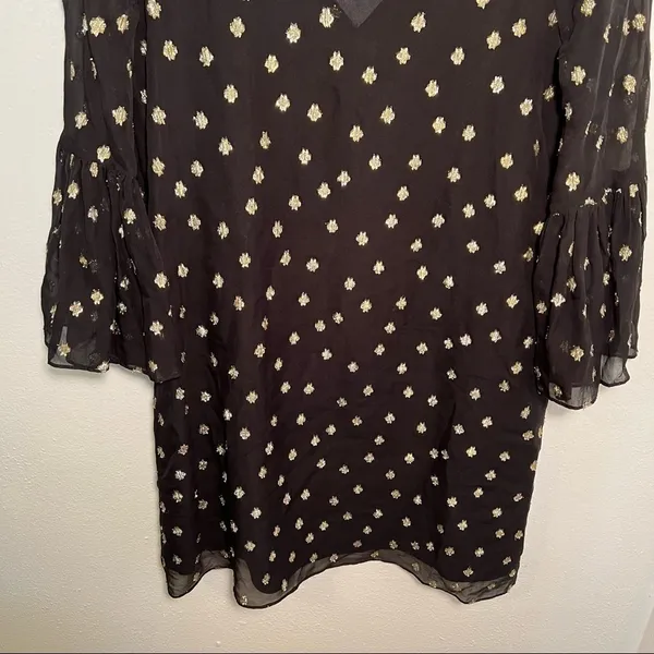 Lilly Pulitzer Women's Size 00 Caroline Silk Tunic Dress Black Gold Metallic - Image 6