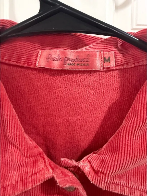 Fresh Produce Red Corduroy Button-Up Jacket Medium - Image 2
