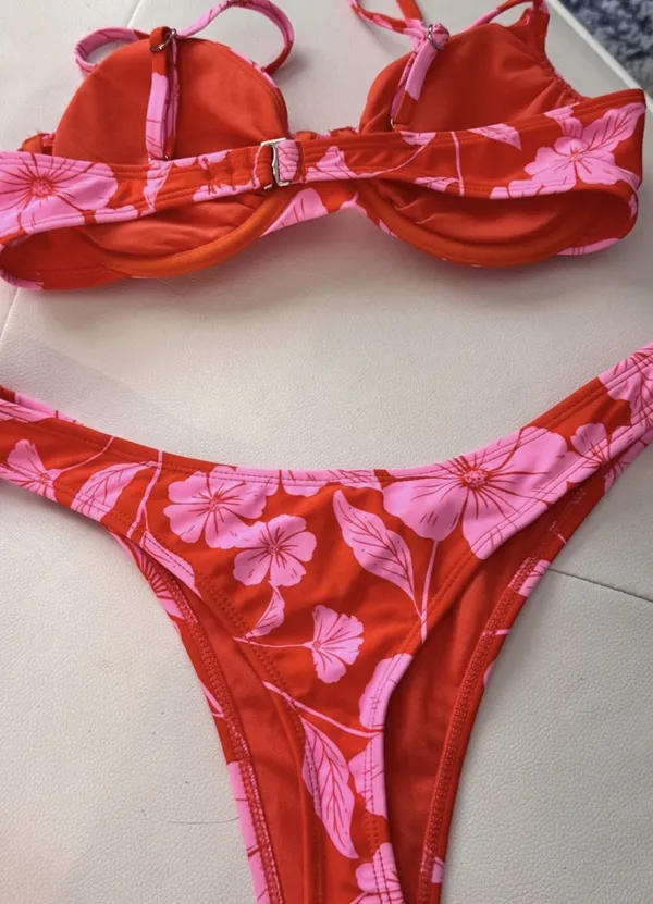 Wild Fable Pink/Orange Tropical Floral Bikini Set - Image 3