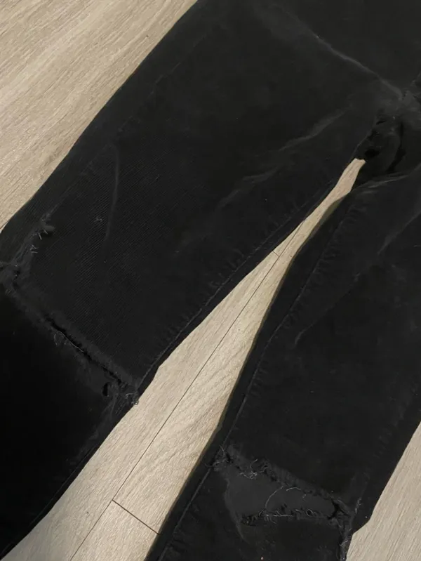 PAIGE Black Velvet Skinny Jeans with open Knee Seam - Image 2