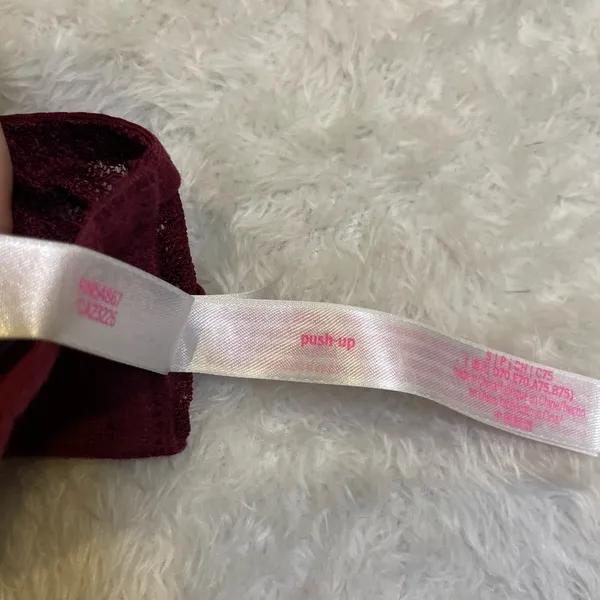PINK Victoria’s Secret Maroon Floral‎ Lace Up Push Up Bralette Small - Image 5