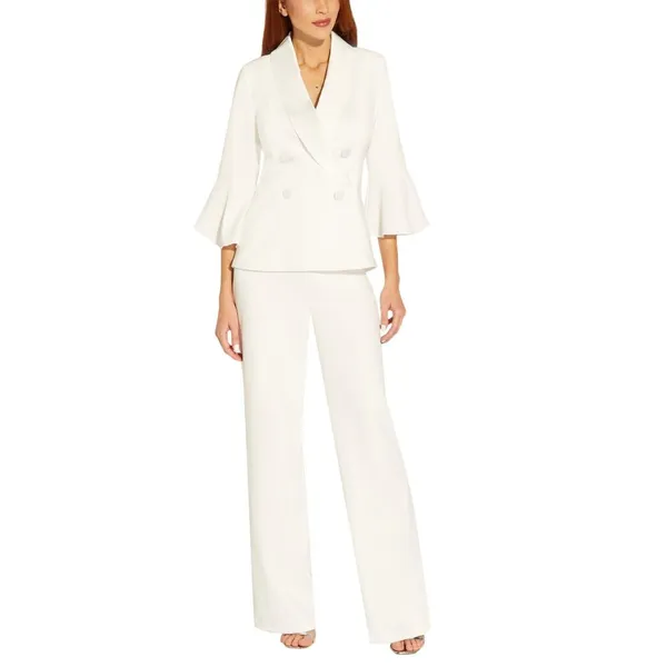 Adrianna Papell Bell-Sleeve Crepe Blazer Pullover Tuxedo Top White 8 - Image 10