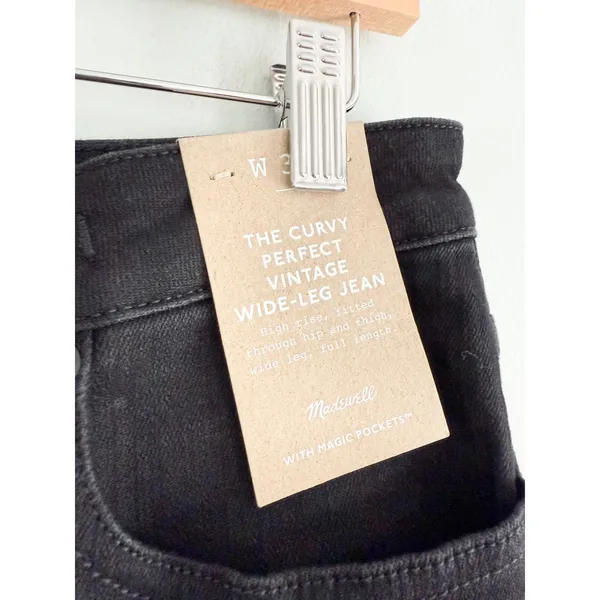 Madewell | NWT The Curvy Perfect Vintage Wide-Leg Jean Black Rinse Wash | Sz 31 - Image 5