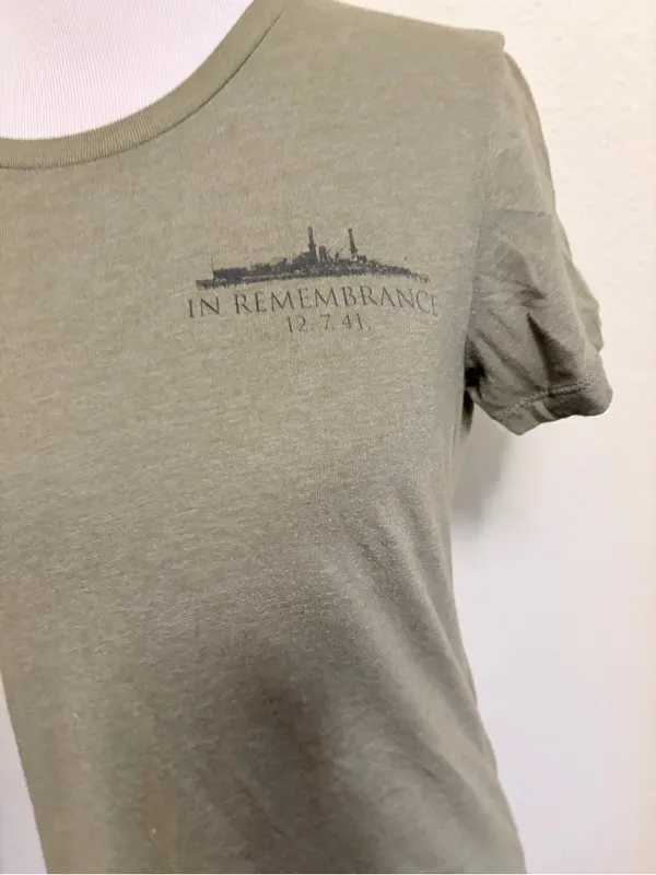 TIL Valhalla project Medium Pearl Harbor Remembrance Olive Green Graphic T-Shirt - Image 2