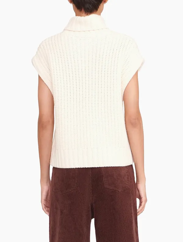 Staud Bette merino wool rib-knit cap sleeve turtleneck sweater size S small NEW - Image 17