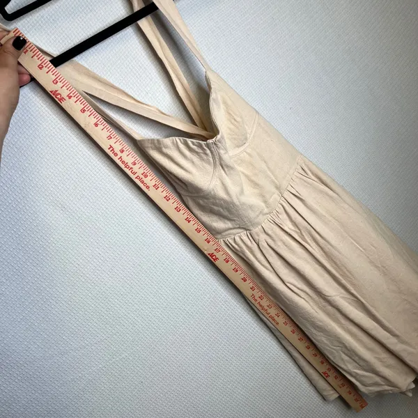 Commense Beige Linen Blend Bustier Mini Dress Lace Up Back OA240416044 M - Image 5