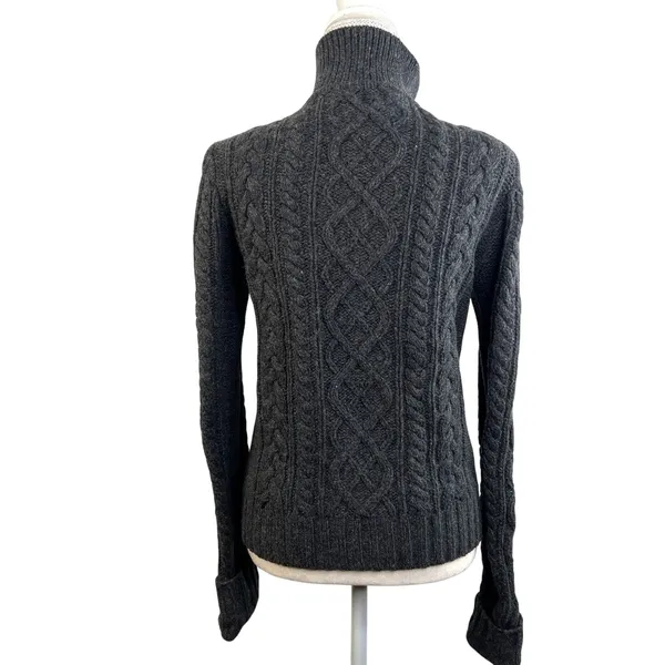 GAP Wool Cable Knit Cardigan Vintage Gray Y2K Dark Cottagecore - Image 10