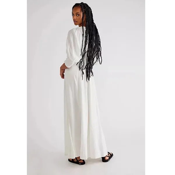 Free People String Of Hearts Maxi Dress Dress Linen Blend Ivory White Small - Image 3