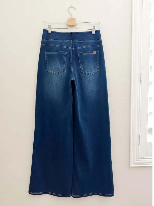 HALARA Flex High Waisted Multiple Pockets Baggy Wide Leg Jeans Size M Tall - Image 4
