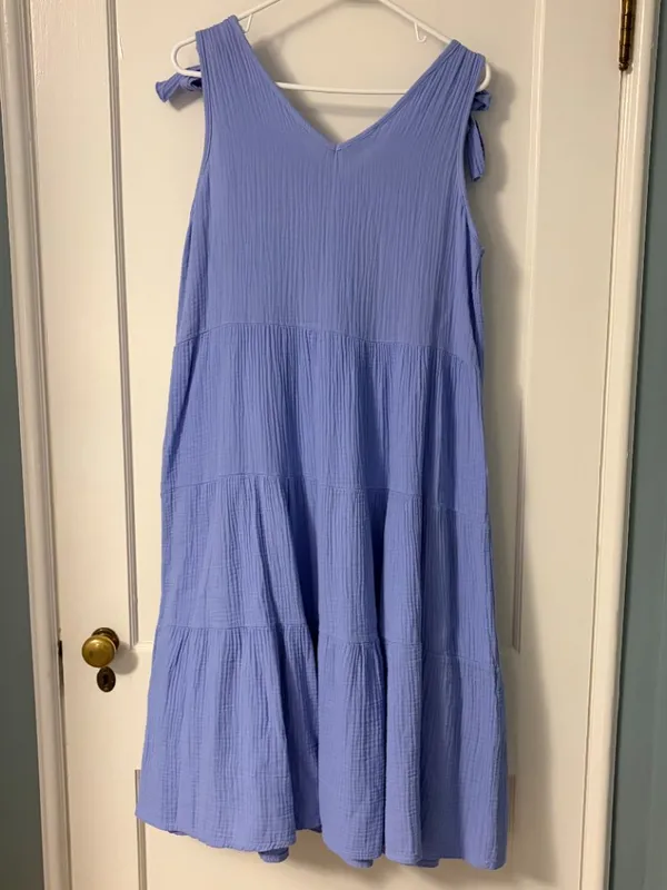 Pistache made in Italy gauzy cotton tiered midi dress NWT size medium purple - Image 3