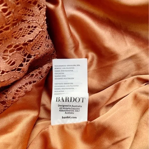 NWT Bardot Isla Dress Sz Small Copper Rose Lace Ruched Long Sleeve Mini Cocktail - Image 12