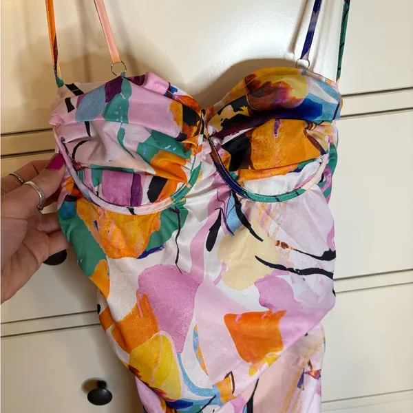 PrettyLittleThing Multicolor Abstract Midi Dress - Image 5