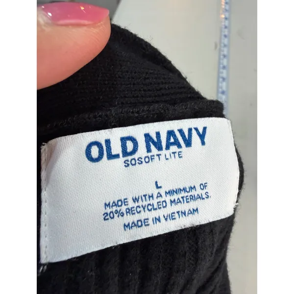 Old Navy Cardigan Sweater Womens L Black SoSoft Lite Ribbed V-Neck Minimalist - Image 4