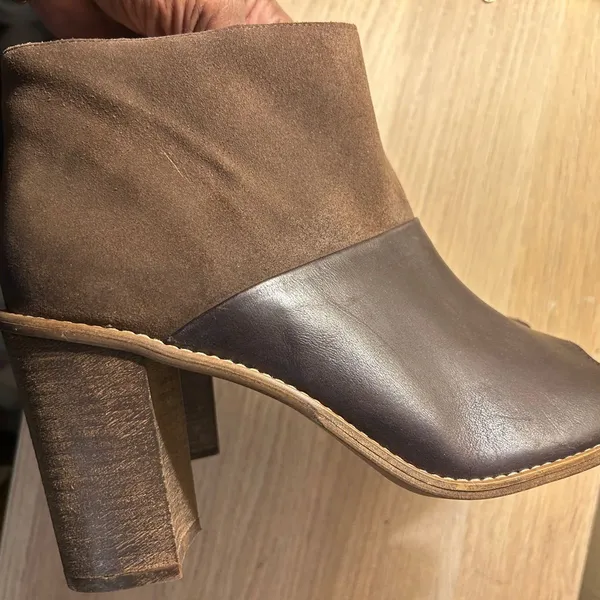 Elegant Dark Brown leather suede Peep-Toe Heeled Boots - Image 12