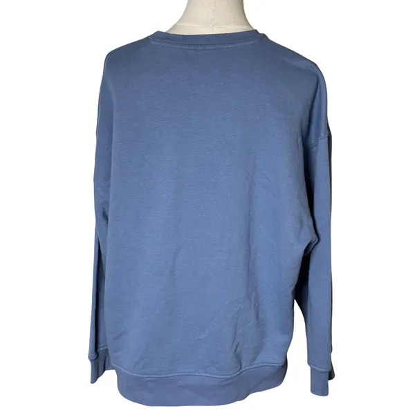 Roxy Blue Graphic Fleece Sweatshirt Women's S Coastal Surf Y2K Hibiscus - Image 3