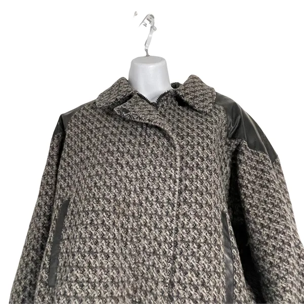 Anne-Gee Women's Size 7/8 Tweed Moto‎ Black Gray Bomber Jacket - Image 2
