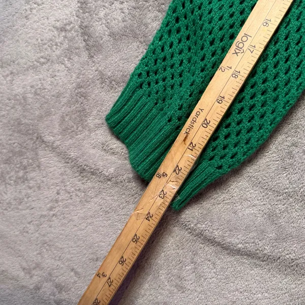Green Open Knit Cropped Fishnet Sweater Size L See Through‎ Layering Festival - Image 8