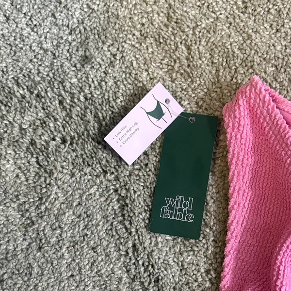 Wild Fable New Pink Ribbed high leg cheeky swim Bikini Bottoms size small - Image 6