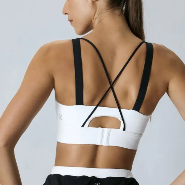 BERLOOK White Contrast Strap Sports Bra - High Support 48 - Image 5