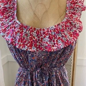 J.Crew Liberty Floral Cherry Printed Ruffle Tier Summer Dress Size S - Image 5