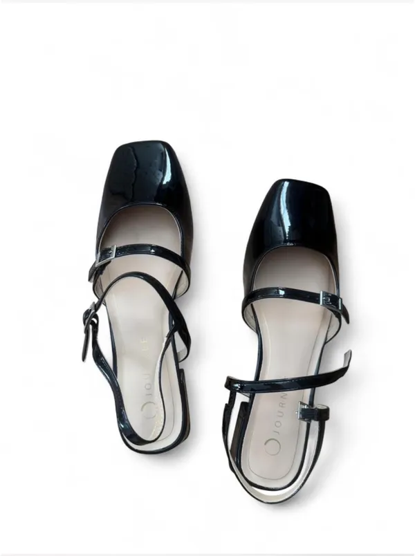 Journee Collection Black Patent Slingback Shoes - Image 2