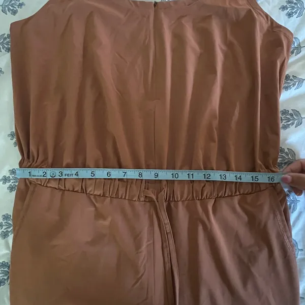 prAna‎ Railay Jumpsuit Womens L Clay Orange Sleeveless Zip Neck UPF 50 Stretch - Image 9