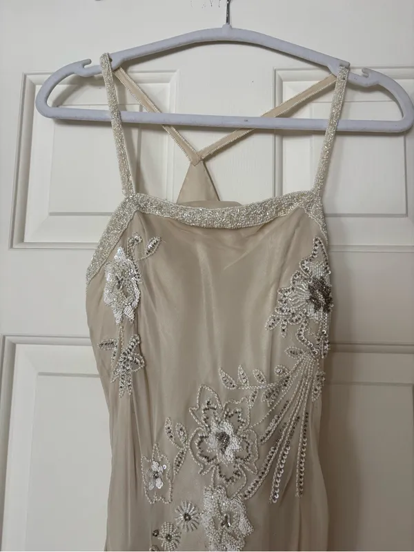 Scala Silk Beaded Cream Maxi Dress - Image 4