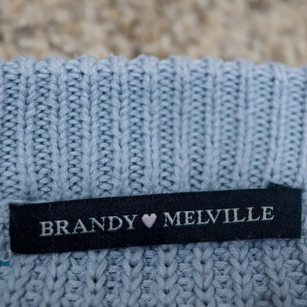 Brandy Melville Light Blue Ribbed‎ Knit Cropped Sweater - Image 3