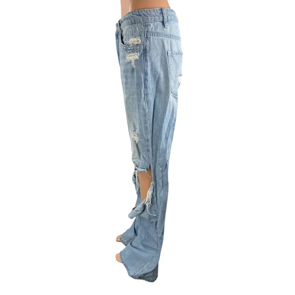 Altar'd State Women's Blue Distressed High Rise Wide Leg Denim Jeans Size 29 - Image 3