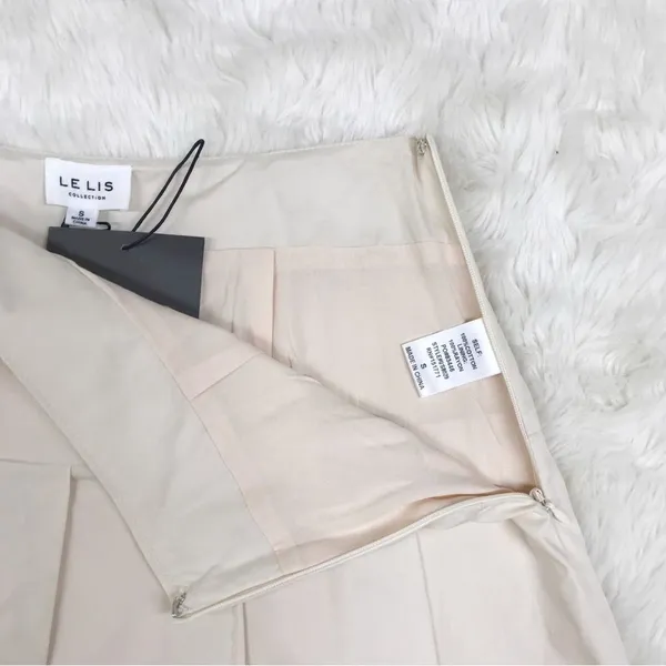 LE LIS Pleated Mini Skirt Small Cream Beige Preppy Tennis Schoolgirl Clean Girl‎ - Image 5