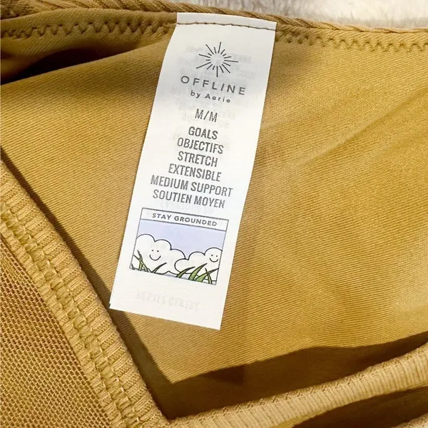 NWT Offline by Aerie Goals Light Tan Ribbed Padded Sports Bra - Size: Medium - Image 3