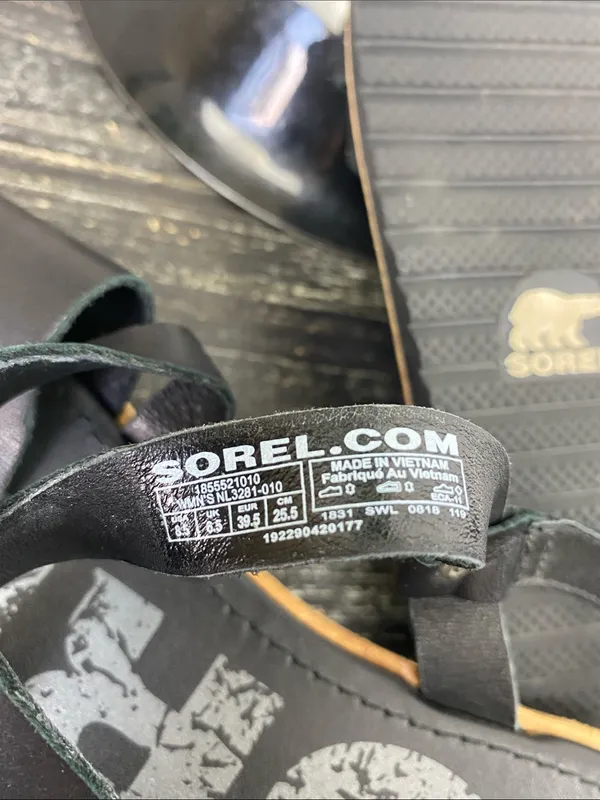Sorel Black Strappy Sandal Shoes 8.5 - Image 5
