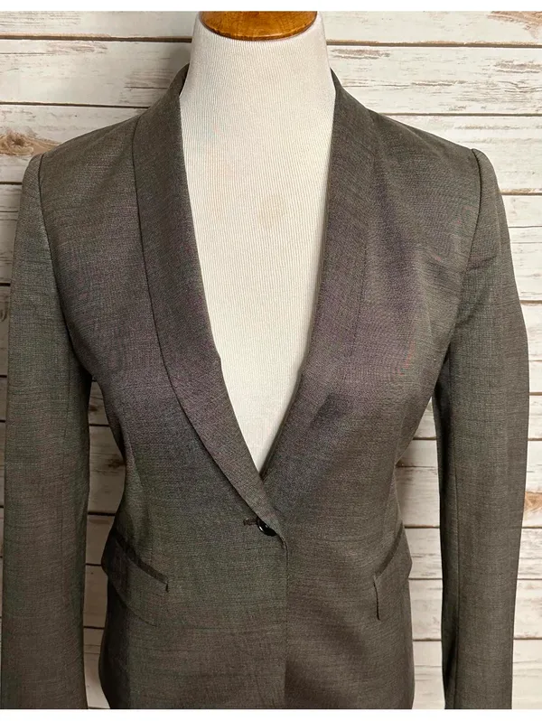 Ann Taylor taupe/brown wool-blend tailored tuxedo-inspired blazer Size 8P - Image 7