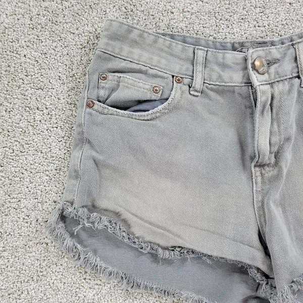 Free People Womens Cut Off Jean Shorts 26 Blue Distressed‎ Denim Button Fly - Image 12