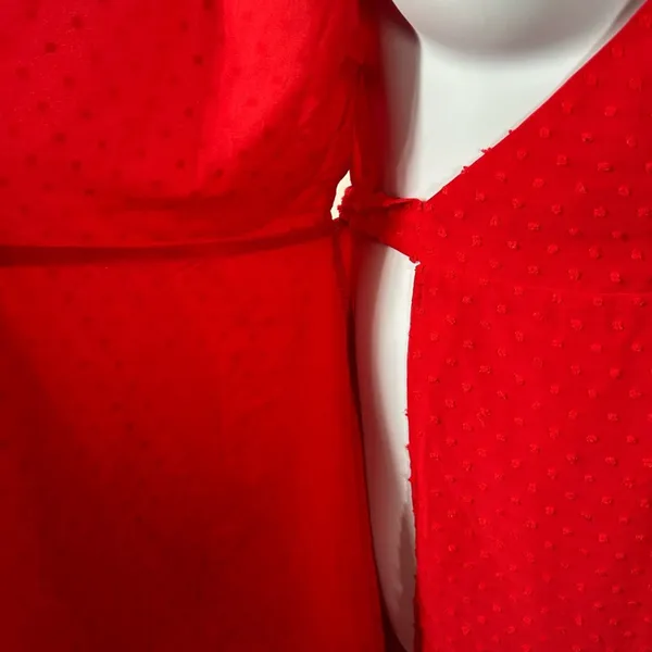 Lulus Much to Celebrate Red Swiss Dot Wrap Dress Large - Image 15