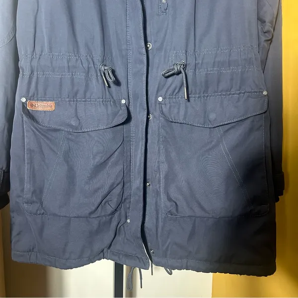 Columbia Women's Canyon Cross Jacket Parka Coat Blue Plaid‎ Hood Size Large - Image 3