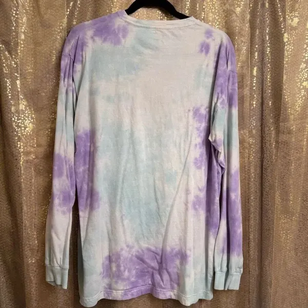 PINK Victorias Secret Purple Blue Tie Dye Campus Long Sleeve T Shirt Large - Image 2