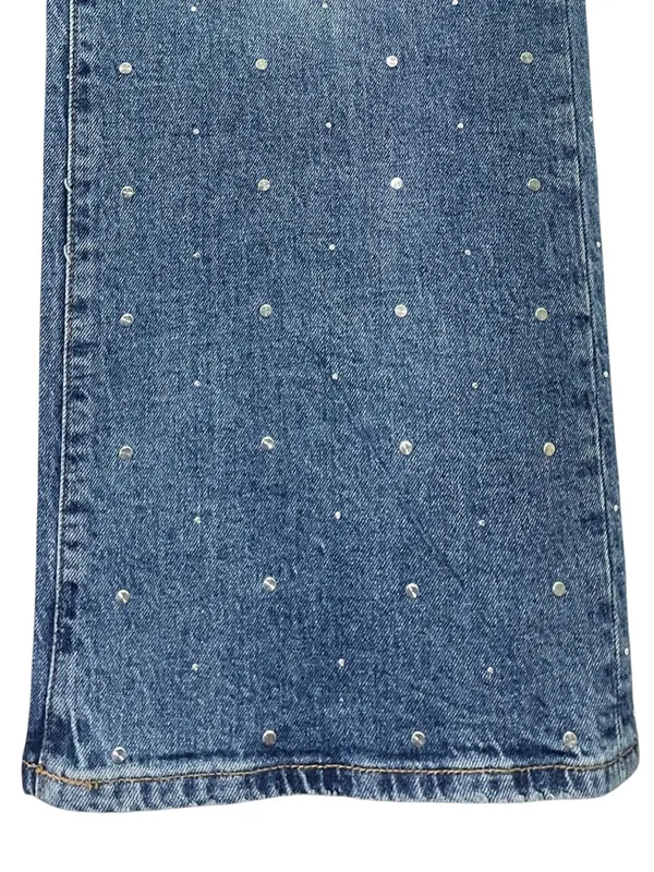 Maje Studded Wide Leg Jeans US Size 2 Medium Wash Blue High Rise Denim - Image 9