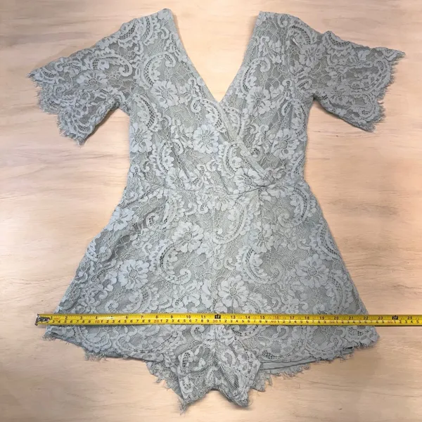 Altard State Sage Green Lace Romper Womens S Open Back Cottagecore Bridal Boho‎ - Image 12